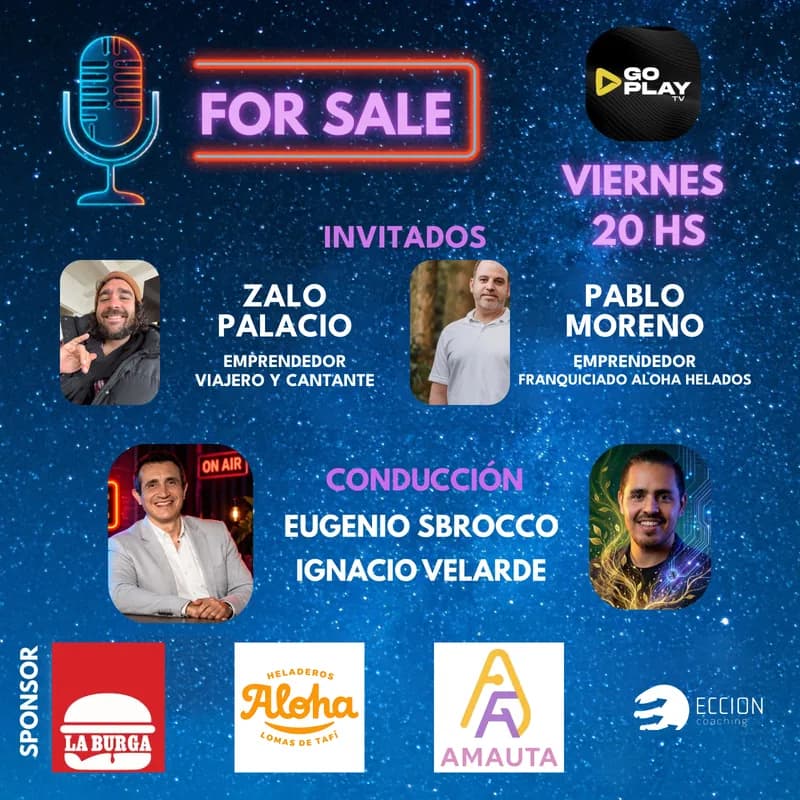 Flyer del invitado de la semana con los logos de los sponsors